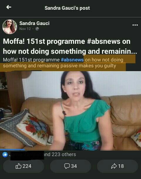 Sandra Gauci: remaining passive makes you guilty