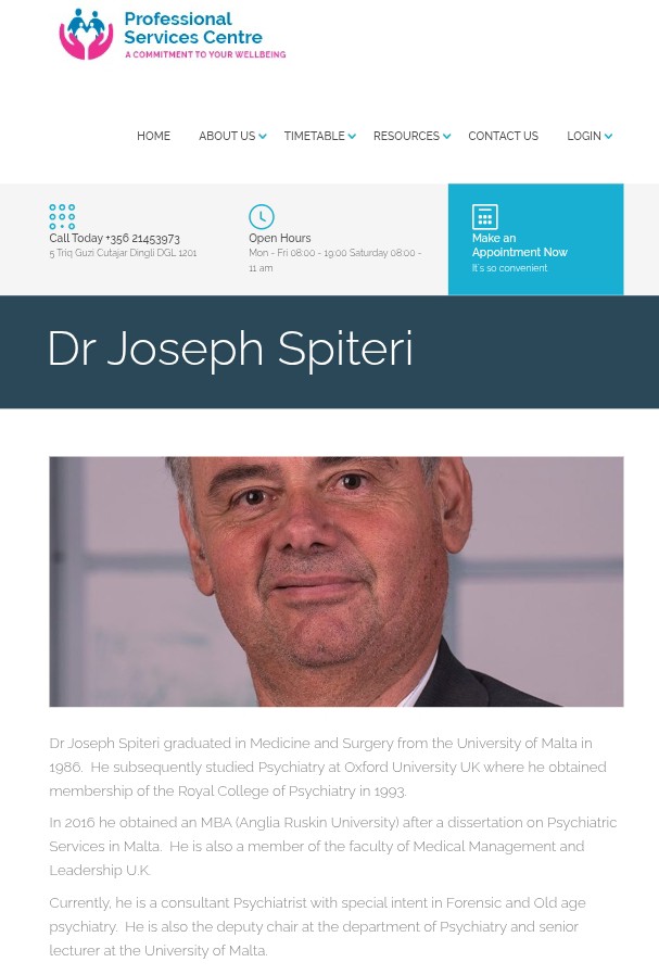 Psychiatrist Joseph Spiteri can be seen privately for the fraudulent services he provides