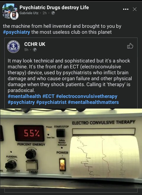 ECT - electroconvulsive theraphy used by Psychiatrists to inflict brain damage