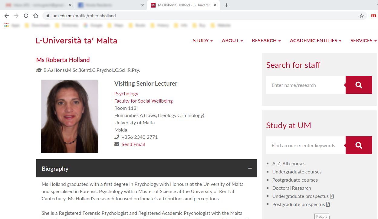 Roberta Holland the typical lecturer at University of Malta