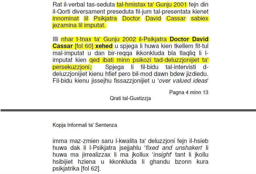 Psychiatrist David Cassar manipulating facts so blatantly making the abuses I had suffered appear as if they were my delusions